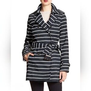 BANANA REPUBLIC | Dark Blue and White Striped | Trench Coat | Size XSP